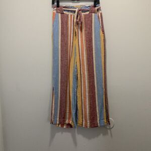 Rocks & Indigo Striped Multicolor Paperbag Pants Size Medium